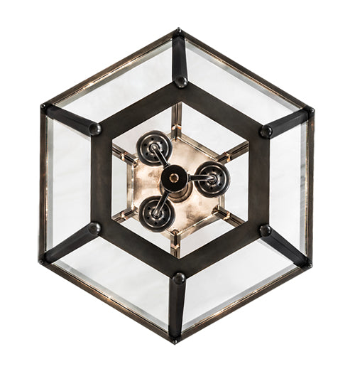 Meyda Lighting Carnaby 26" 3-Light Solar Black Pendant Light With Clear Shade Glass