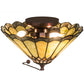 Meyda Lighting Carousel 12" 3-Light Mahogany Bronze Flush Mount Light With Mauve & Green Jadestone Shade