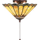 Meyda Lighting Carousel 12" 3-Light Mahogany Bronze Flush Mount Light With Mauve & Green Jadestone Shade