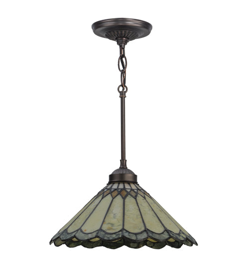 Meyda Lighting Carousel 12" Mahogany Bronze Pendant Light With Multi-Colored Jadestone Shade