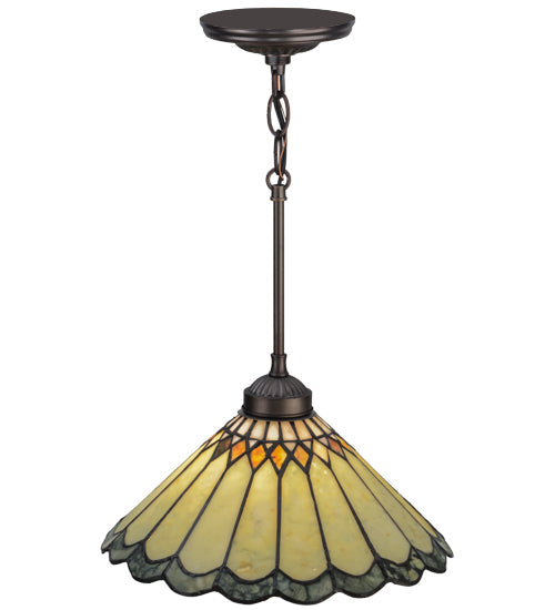 Meyda Lighting Carousel 12" Mahogany Bronze Pendant Light With Multi-Colored Jadestone Shade