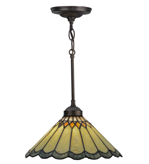 Meyda Lighting Carousel 12" Mahogany Bronze Pendant Light With Multi-Colored Jadestone Shade