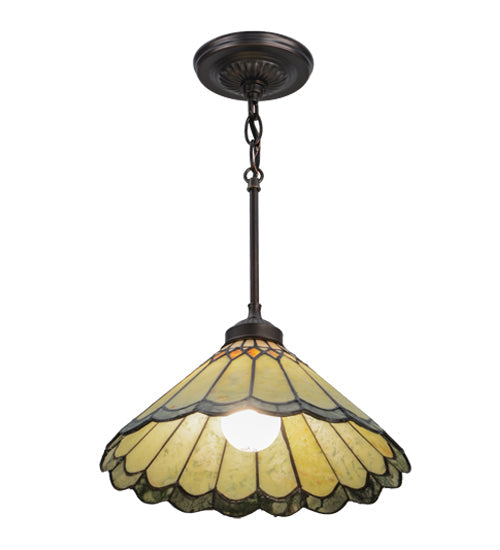 Meyda Lighting Carousel 12" Mahogany Bronze Pendant Light With Multi-Colored Jadestone Shade