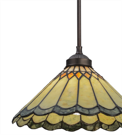Meyda Lighting Carousel 12" Mahogany Bronze Pendant Light With Multi-Colored Jadestone Shade