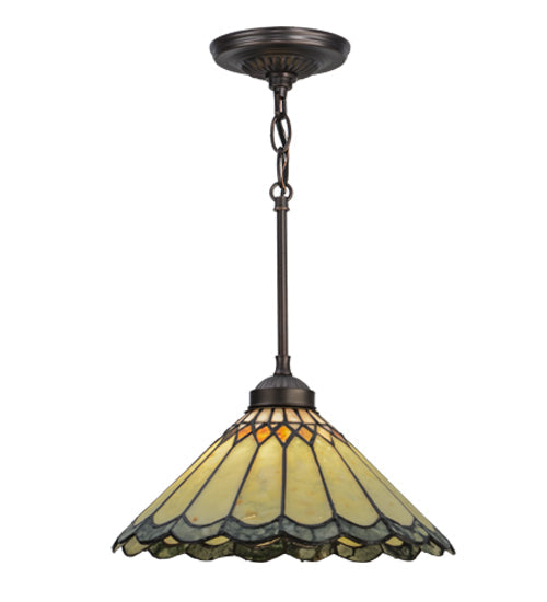 Meyda Lighting Carousel 12" Mahogany Bronze Pendant Light With Multi-Colored Jadestone Shade