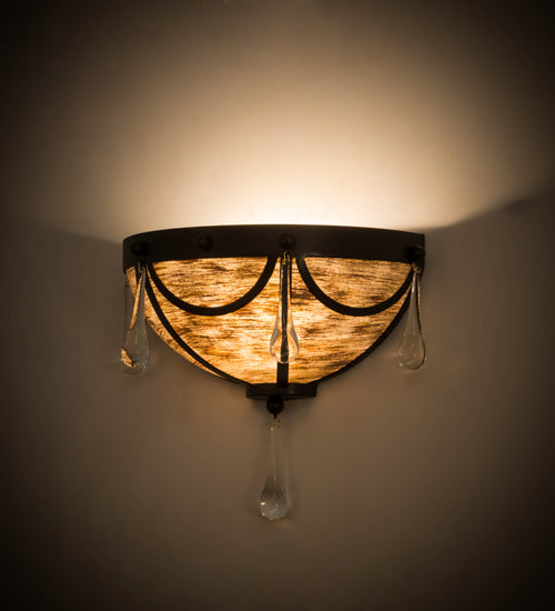 Meyda Lighting Carousel 15" Timeless Bronze Wall Sconce With Brown Hand Painted Idalight Shade