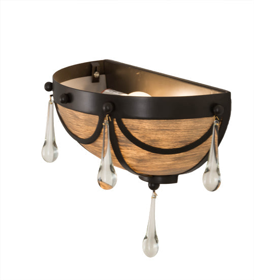 Meyda Lighting Carousel 15" Timeless Bronze Wall Sconce With Brown Hand Painted Idalight Shade