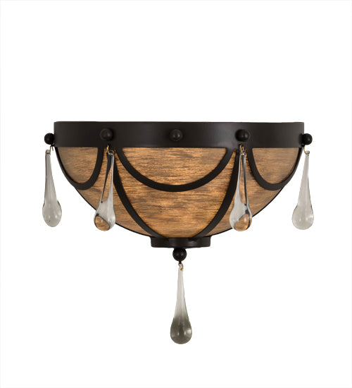 Meyda Lighting Carousel 15" Timeless Bronze Wall Sconce With Brown Hand Painted Idalight Shade