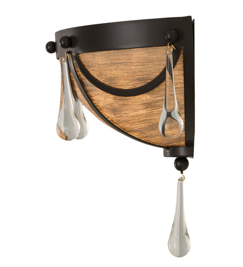 Meyda Lighting Carousel 15" Timeless Bronze Wall Sconce With Brown Hand Painted Idalight Shade