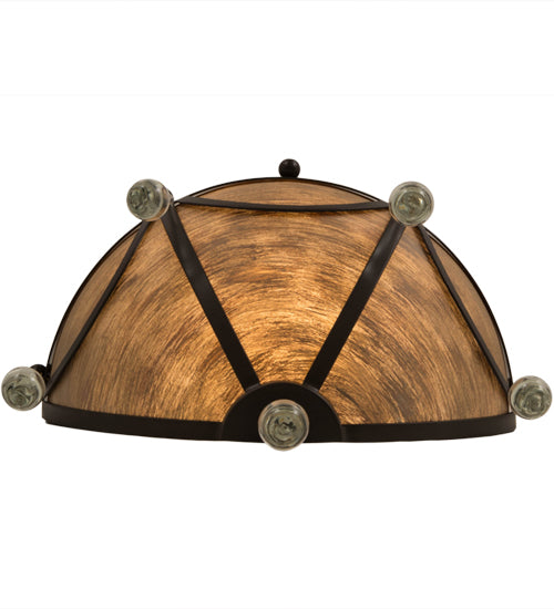 Meyda Lighting Carousel 15" Timeless Bronze Wall Sconce With Brown Hand Painted Idalight Shade