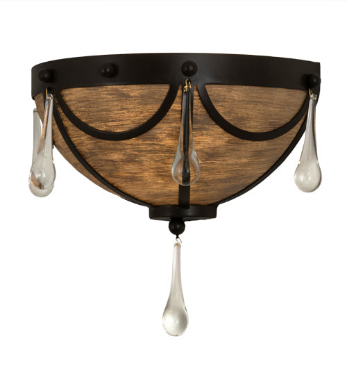 Meyda Lighting Carousel 15" Timeless Bronze Wall Sconce With Brown Hand Painted Idalight Shade