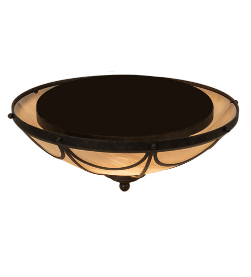 Meyda Lighting Carousel 16" 3-Light Golden Bronze Flush Mount Light With Beige Sahara Taupe Idalight Shade
