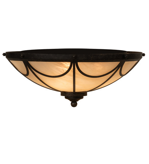 Meyda Lighting Carousel 16" 3-Light Golden Bronze Flush Mount Light With Beige Sahara Taupe Idalight Shade