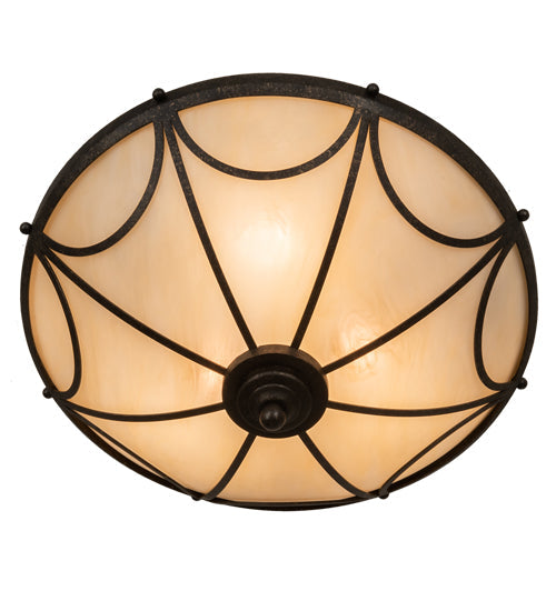 Meyda Lighting Carousel 16" 3-Light Golden Bronze Flush Mount Light With Beige Sahara Taupe Idalight Shade