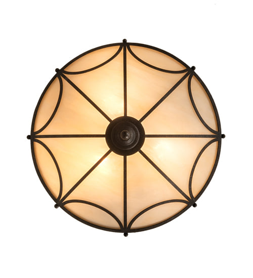 Meyda Lighting Carousel 16" 3-Light Golden Bronze Flush Mount Light With Beige Sahara Taupe Idalight Shade
