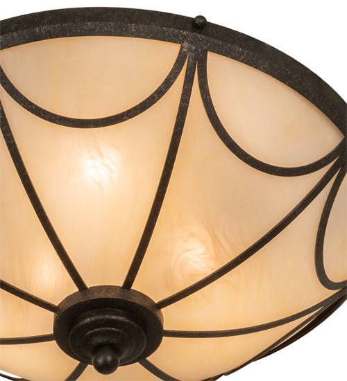 Meyda Lighting Carousel 16" 3-Light Golden Bronze Flush Mount Light With Beige Sahara Taupe Idalight Shade