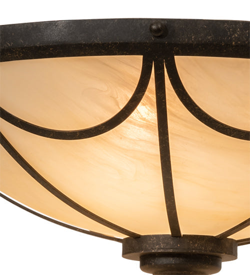 Meyda Lighting Carousel 16" 3-Light Golden Bronze Flush Mount Light With Beige Sahara Taupe Idalight Shade