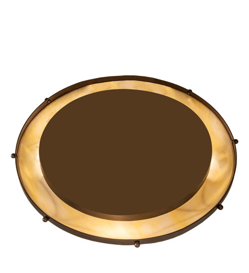 Meyda Lighting Carousel 16" 3-Light Mahogany Bronze Flush Mount Light With Botticino Idalight Shade