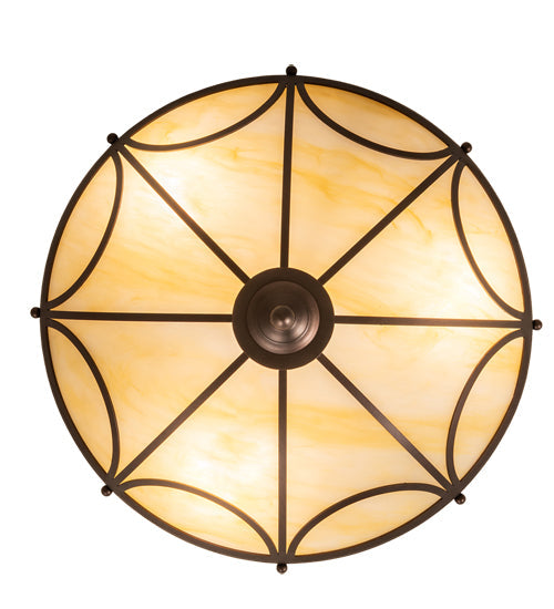 Meyda Lighting Carousel 16" 3-Light Mahogany Bronze Flush Mount Light With Botticino Idalight Shade