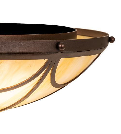 Meyda Lighting Carousel 16" 3-Light Mahogany Bronze Flush Mount Light With Botticino Idalight Shade