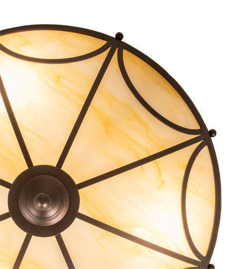 Meyda Lighting Carousel 16" 3-Light Mahogany Bronze Flush Mount Light With Botticino Idalight Shade