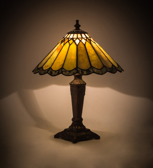 Meyda Lighting Carousel 16" Mahogany Bronze Accent Table Lamp With Multi-Colored Jadestone Shade
