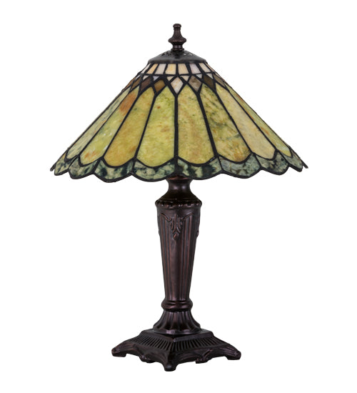 Meyda Lighting Carousel 16" Mahogany Bronze Accent Table Lamp With Multi-Colored Jadestone Shade