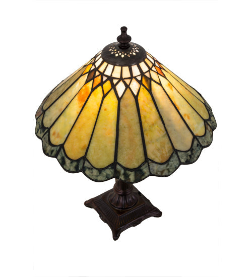 Meyda Lighting Carousel 16" Mahogany Bronze Accent Table Lamp With Multi-Colored Jadestone Shade