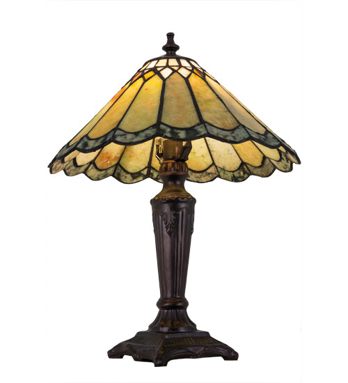 Meyda Lighting Carousel 16" Mahogany Bronze Accent Table Lamp With Multi-Colored Jadestone Shade