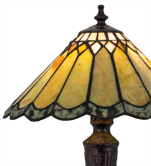 Meyda Lighting Carousel 16" Mahogany Bronze Accent Table Lamp With Multi-Colored Jadestone Shade