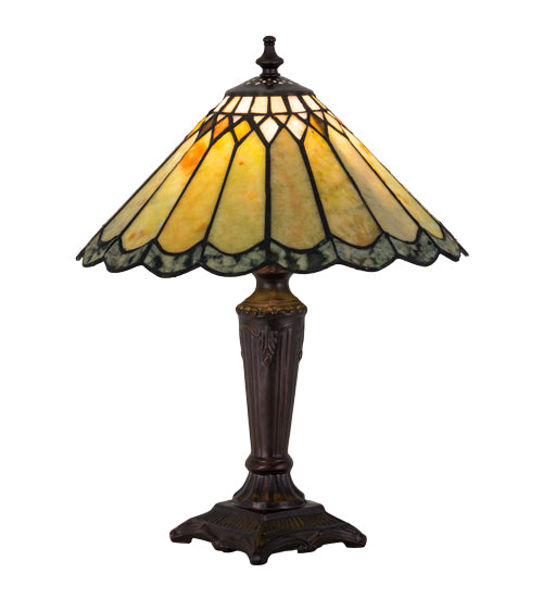 Meyda Lighting Carousel 16" Mahogany Bronze Accent Table Lamp With Multi-Colored Jadestone Shade