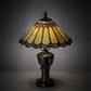 Meyda Lighting Carousel 17" Mahogany Bronze Accent Table Lamp With Green & Beige Jadestone Shade