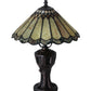 Meyda Lighting Carousel 17" Mahogany Bronze Accent Table Lamp With Green & Beige Jadestone Shade
