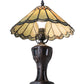 Meyda Lighting Carousel 17" Mahogany Bronze Accent Table Lamp With Green & Beige Jadestone Shade