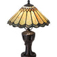 Meyda Lighting Carousel 17" Mahogany Bronze Accent Table Lamp With Green & Beige Jadestone Shade