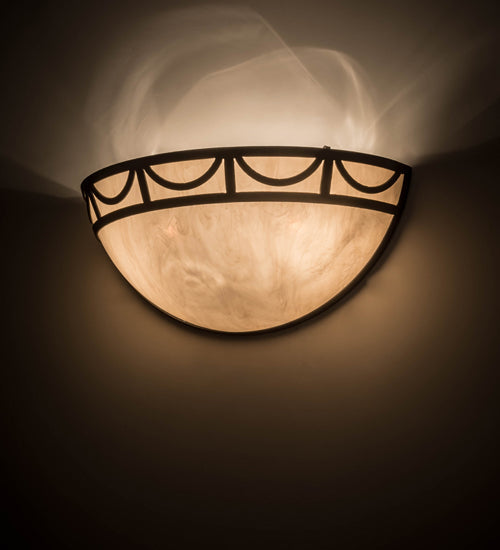 Meyda Lighting Carousel 18" 2-Light Oil Rubbed Bronze Wall Sconce With Beige Fleshtone Idalight Shade Glass