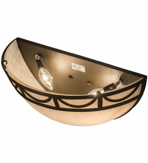Meyda Lighting Carousel 18" 2-Light Oil Rubbed Bronze Wall Sconce With Beige Fleshtone Idalight Shade Glass