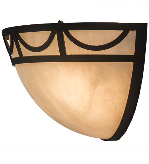 Meyda Lighting Carousel 18" 2-Light Oil Rubbed Bronze Wall Sconce With Beige Fleshtone Idalight Shade Glass