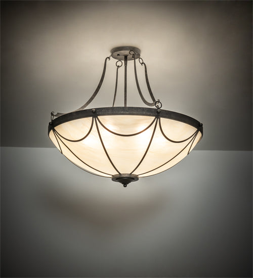Meyda Lighting Carousel 27" 6-Light Golden Bronze Flush Mount Light With Beige Sahara Taupe Idalight Shade