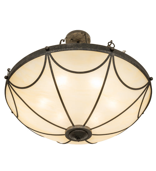 Meyda Lighting Carousel 27" 6-Light Golden Bronze Flush Mount Light With Beige Sahara Taupe Idalight Shade
