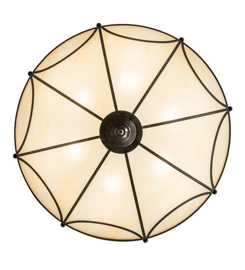 Meyda Lighting Carousel 27" 6-Light Golden Bronze Flush Mount Light With Beige Sahara Taupe Idalight Shade