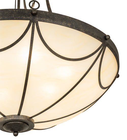 Meyda Lighting Carousel 27" 6-Light Golden Bronze Flush Mount Light With Beige Sahara Taupe Idalight Shade