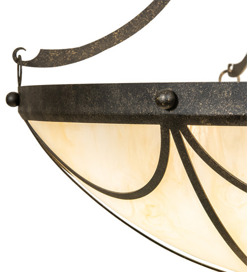 Meyda Lighting Carousel 27" 6-Light Golden Bronze Flush Mount Light With Beige Sahara Taupe Idalight Shade