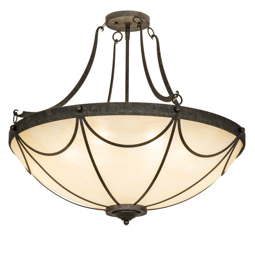 Meyda Lighting Carousel 27" 6-Light Golden Bronze Flush Mount Light With Beige Sahara Taupe Idalight Shade