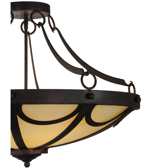 Meyda Lighting Carousel 29" 5-Light Cajun Spice Semi-flush Mount Ceiling Light With Beige Botticino Idalight Shade Glass