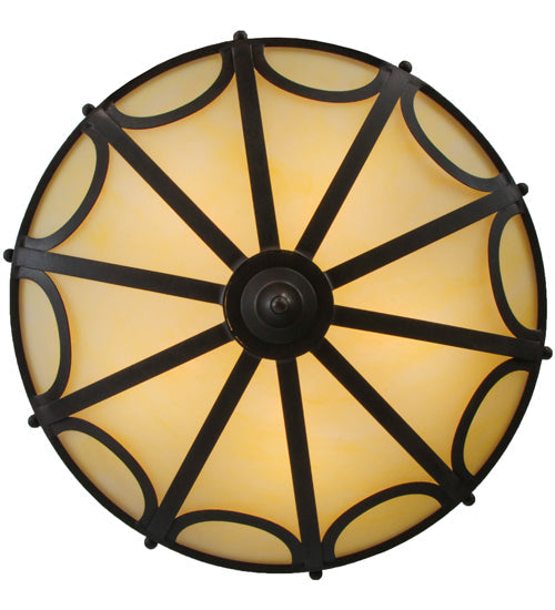 Meyda Lighting Carousel 29" 5-Light Cajun Spice Semi-flush Mount Ceiling Light With Beige Botticino Idalight Shade Glass