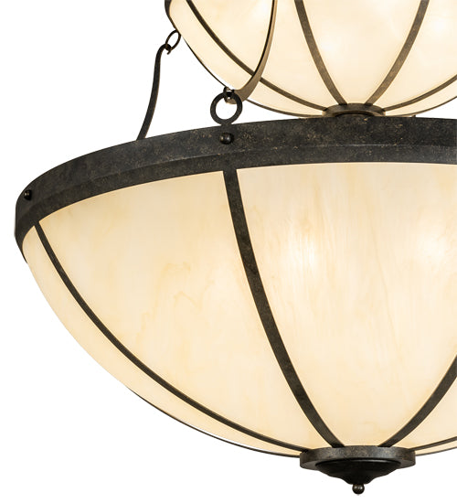 Meyda Lighting Carousel 35" 10-Light 2-Tier Golden Bronze Pendant Light With Beige Sahara Taupe Idalight Shade