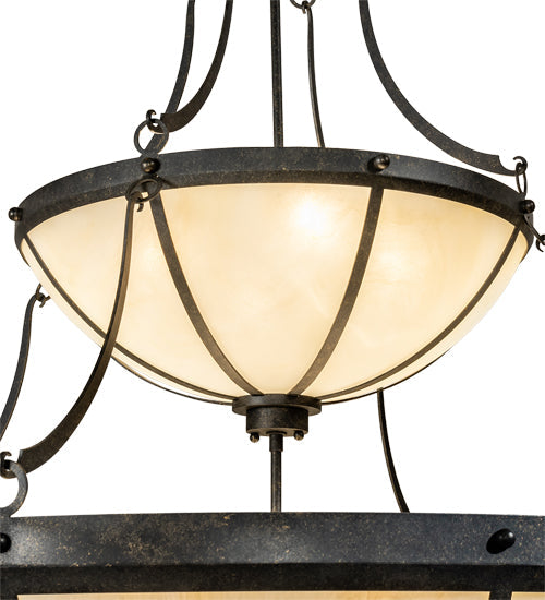 Meyda Lighting Carousel 35" 10-Light 2-Tier Golden Bronze Pendant Light With Beige Sahara Taupe Idalight Shade