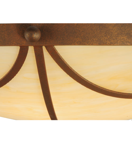 Meyda Lighting Carousel 42" 8-Light Antique Rust Inverted Pendant Light With Beige Sahara Taupe Idalight Shade Glass