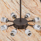 Meyda Lighting Carousel 42" 8-Light Gilded Tobacco Pendant Light With Beige Tawnyrock Idalight Shade Glass